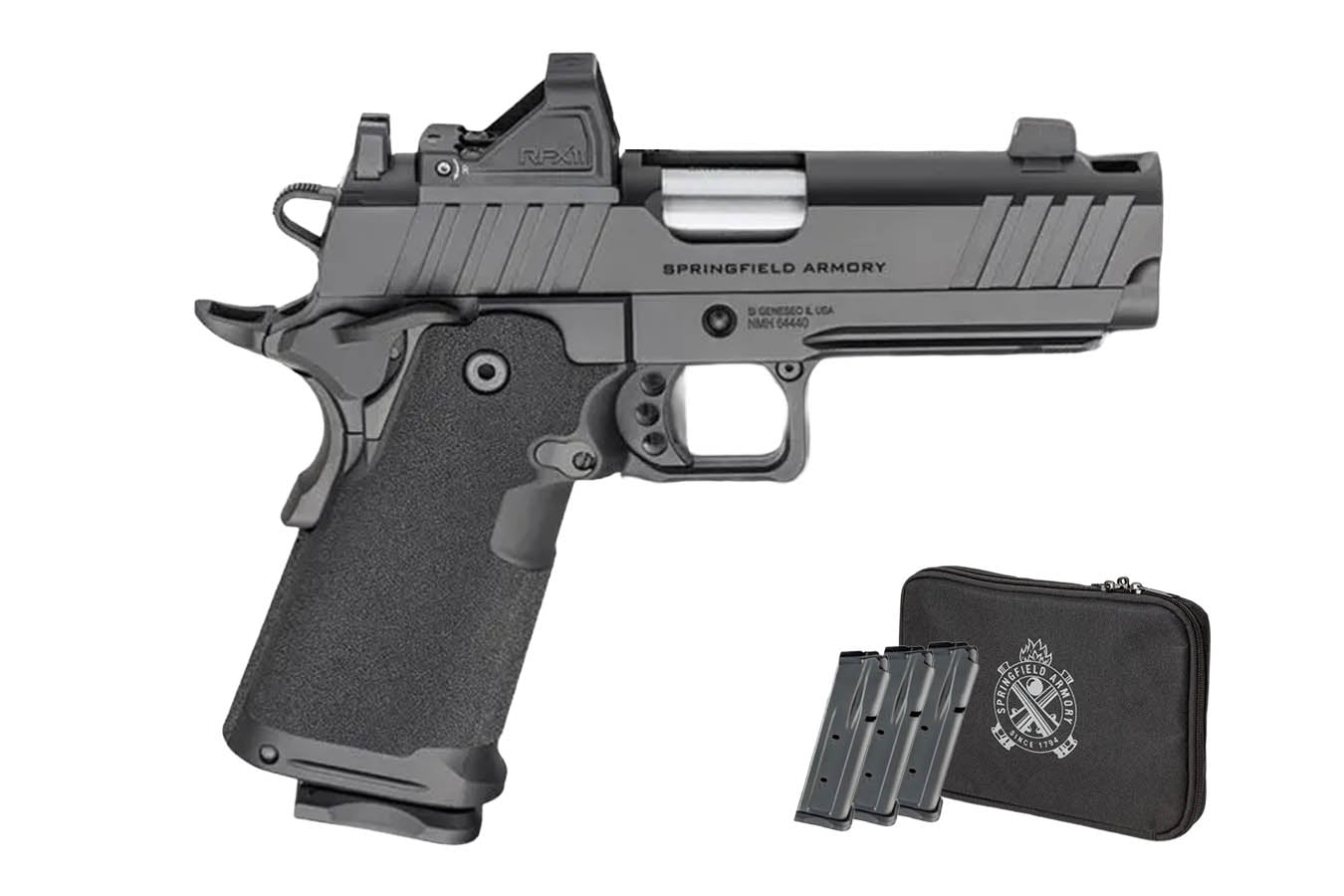 Springfield 1911 DS Prodigy AOS 9mm 4.25 Firstline Gear Pac with Viridian Green Dot, Four Mags and Pistol Bag